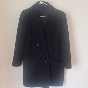 Classic New York Style Women's Black Coat 100% Wool Made By Central Park NY